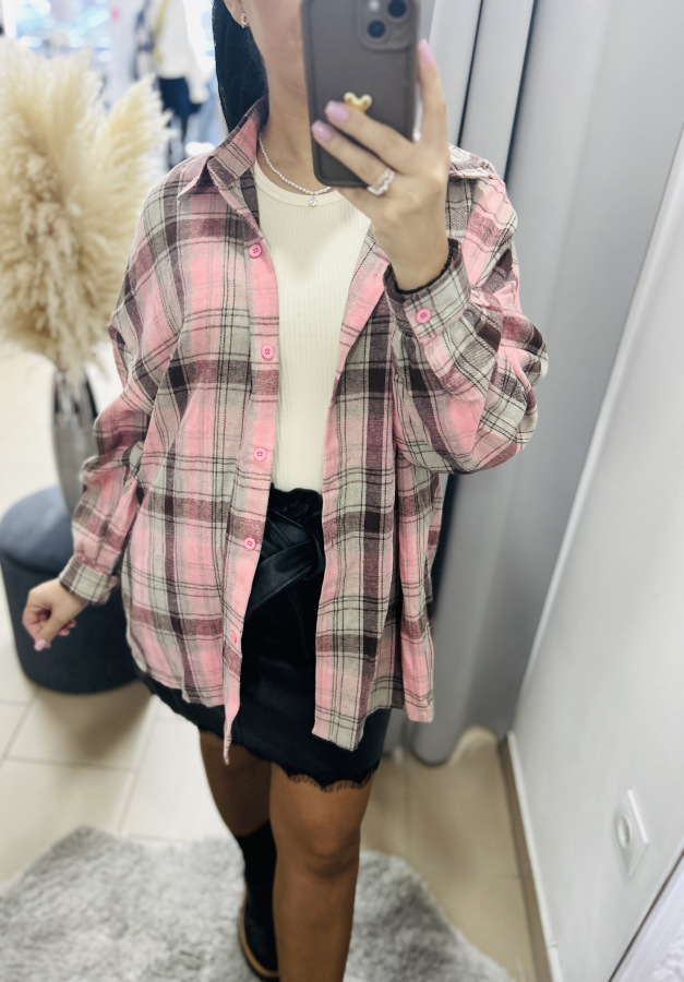 Károvaná košeľa- ružová