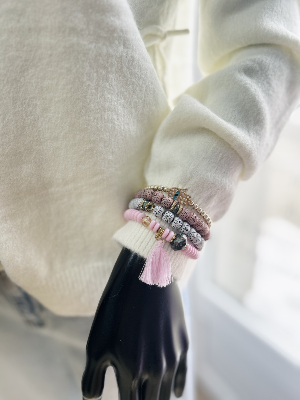 Ružový set náramkov