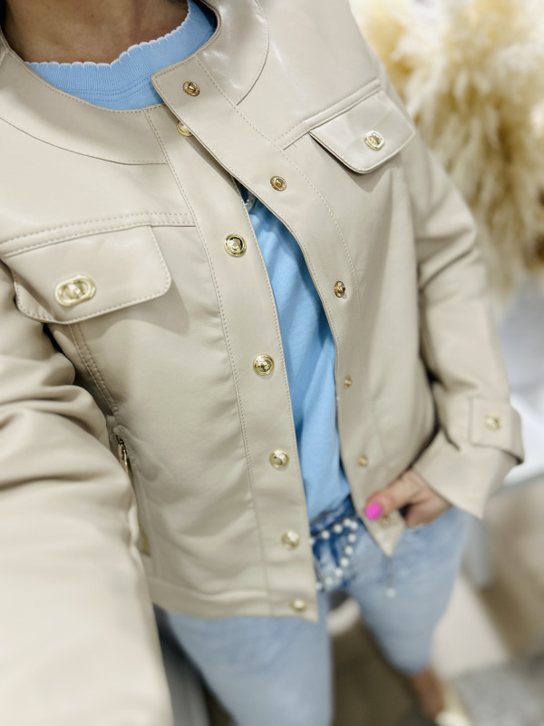 Béžová koženková bundička 3