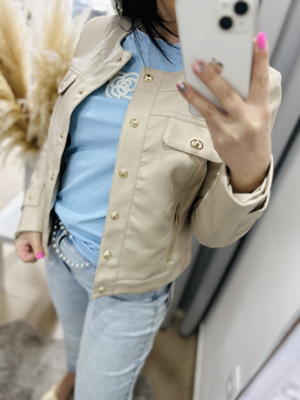 Béžová koženková bundička 5