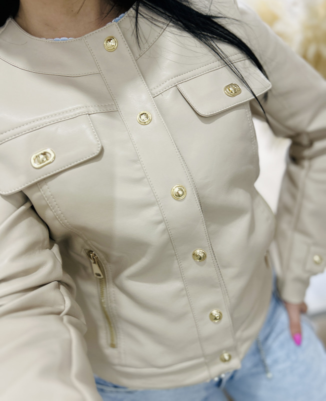 Béžová koženková bundička 1