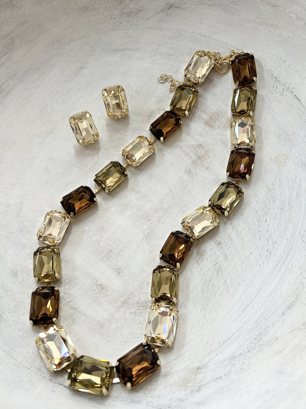 Set náhrdelník + náušnice v champagne farbe