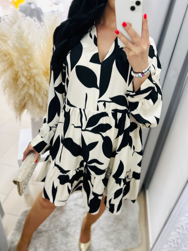 Béžovo-čierne šaty Arya 1