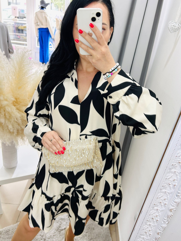 Béžovo-čierne šaty Arya 2