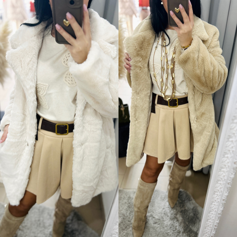 Kožušinkový kabát- 2 farby