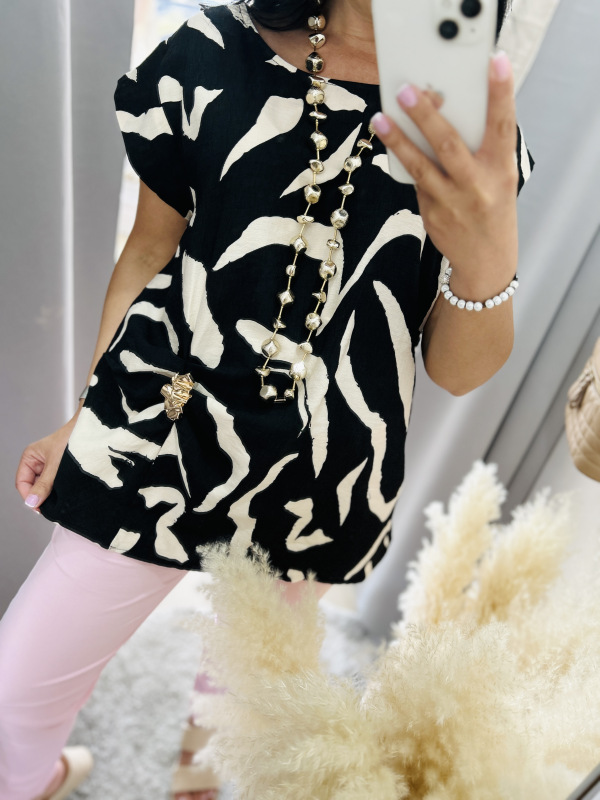 Vzorovaný top so zlatou aplikáciou 5