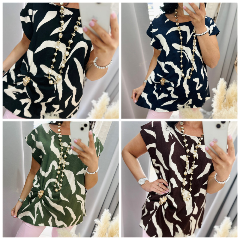 Vzorovaný top so zlatou aplikáciou