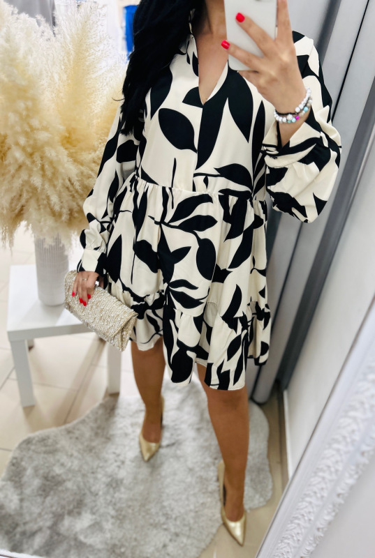 Béžovo-čierne šaty Arya