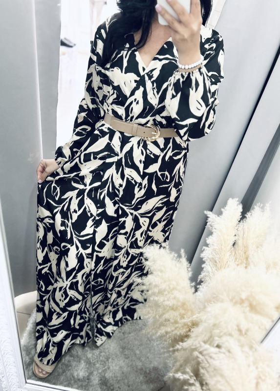 Béžovo-čierne šaty