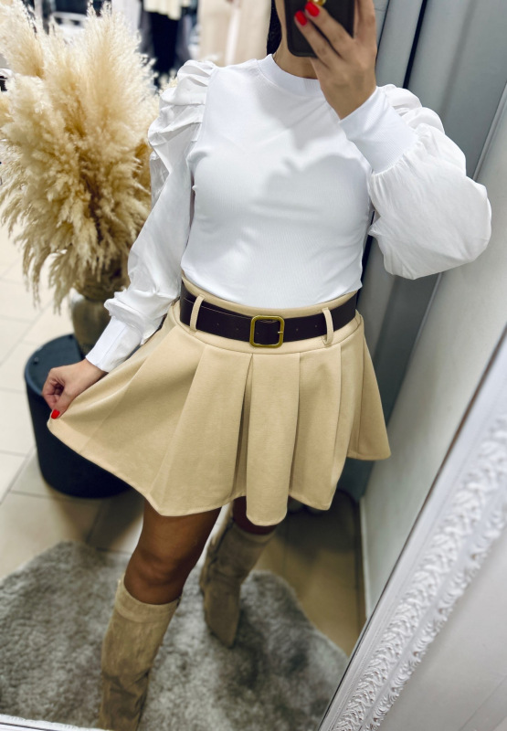 Rebrovaný top so satenovými rukávmi 9