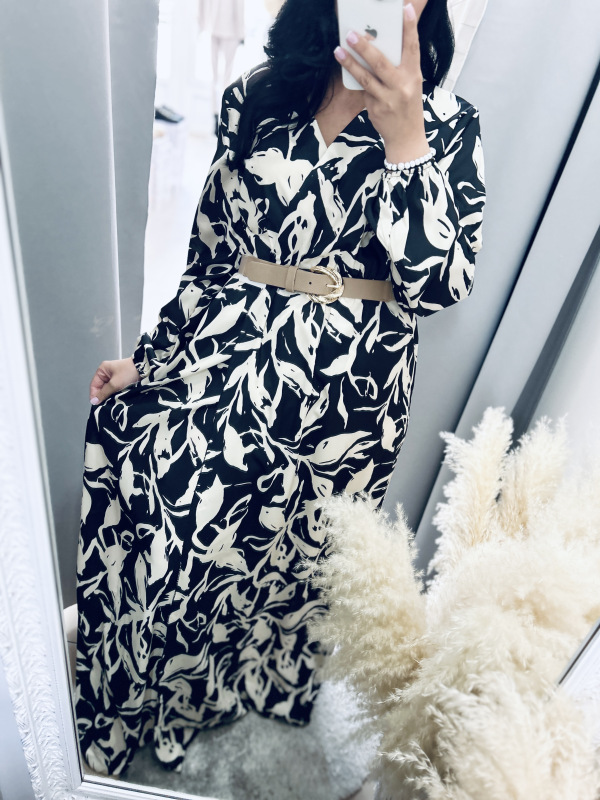 Béžovo-čierne šaty 1