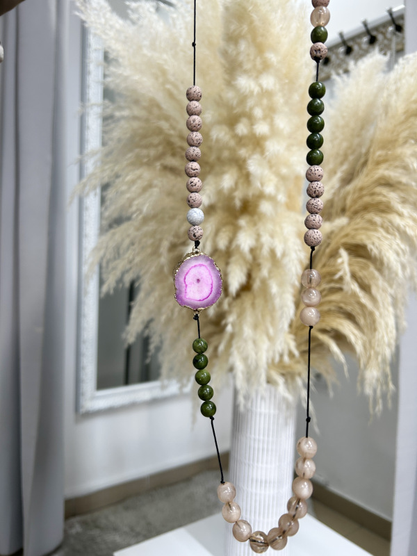 Handmade náhrdelník Eye pink