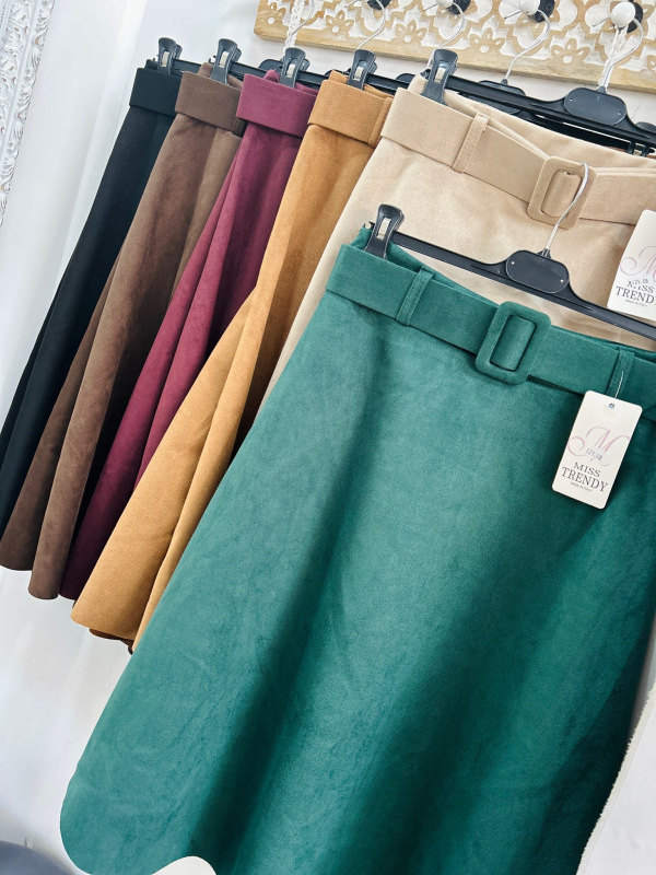 Semišová midi sukňa 1