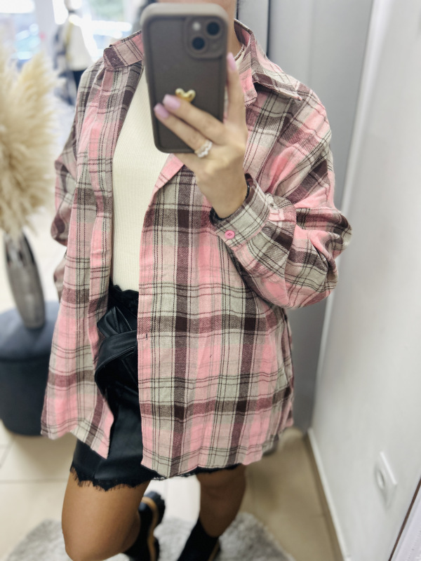 Károvaná košeľa- ružová 2