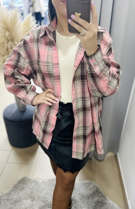 Károvaná košeľa- ružová 1