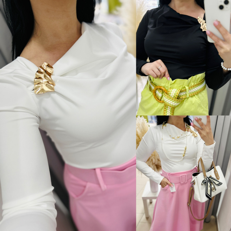 Elastický top s brošňou