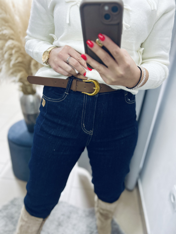 Tmavé mom fit rifle s opaskom 10