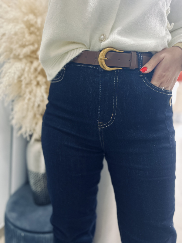 Tmavé mom fit rifle s opaskom 9