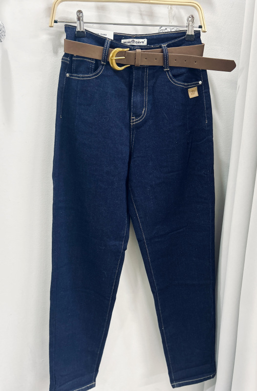 Tmavé mom fit rifle s opaskom 1