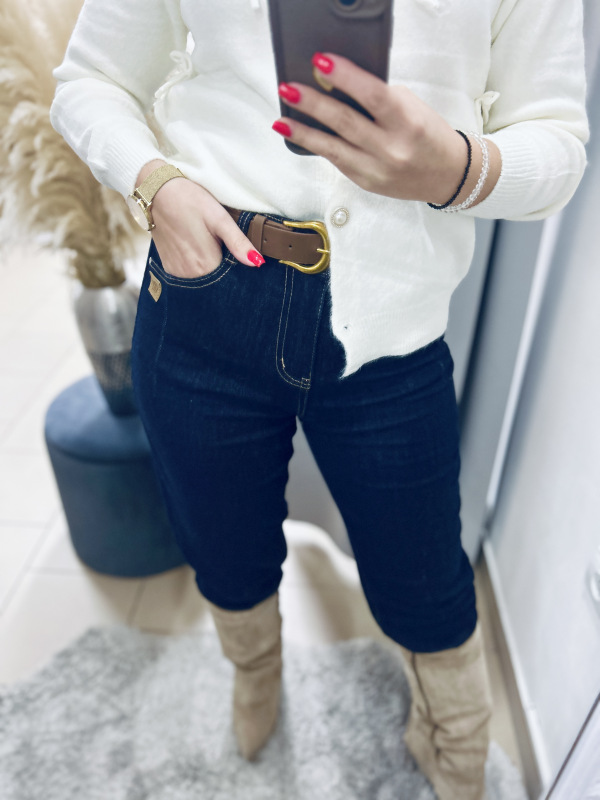 Tmavé mom fit rifle s opaskom 12