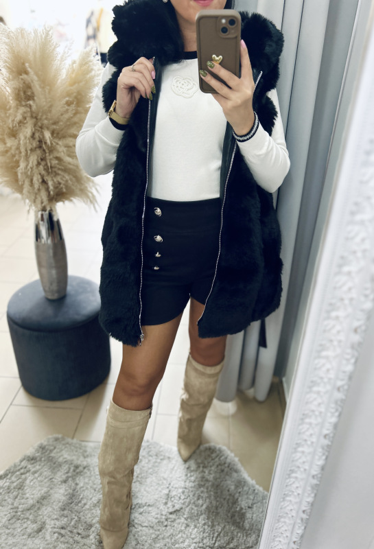 Kožušinková vesta s kapucňou 2