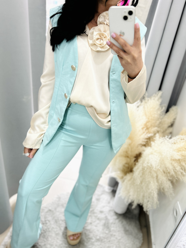 Mentolový komplet vesta + nohavice 6