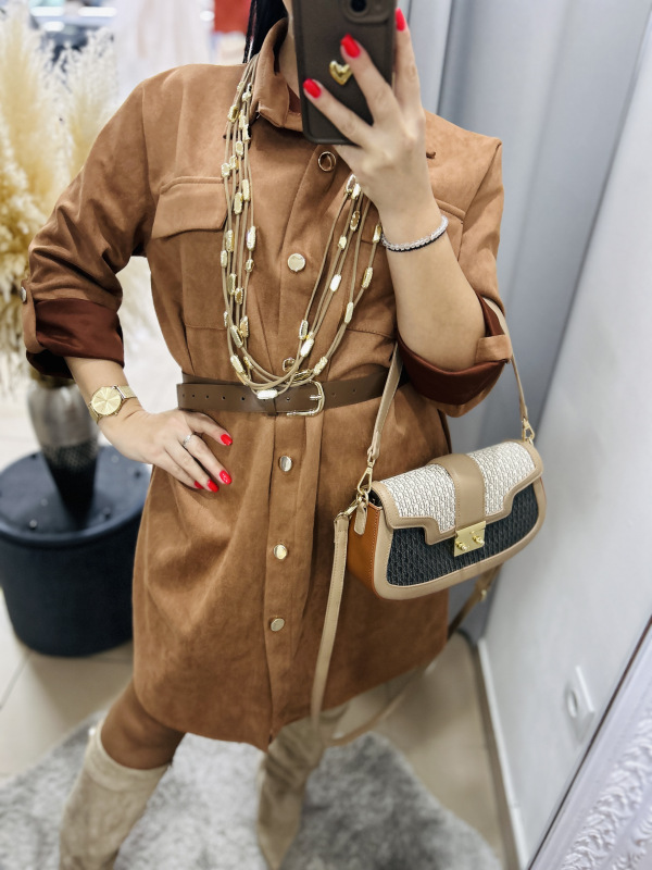 Košeľové semišové šaty- 2 farby 11