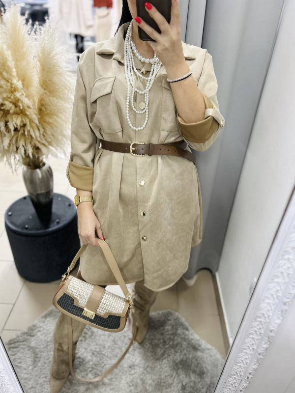 Košeľové semišové šaty- 2 farby 6