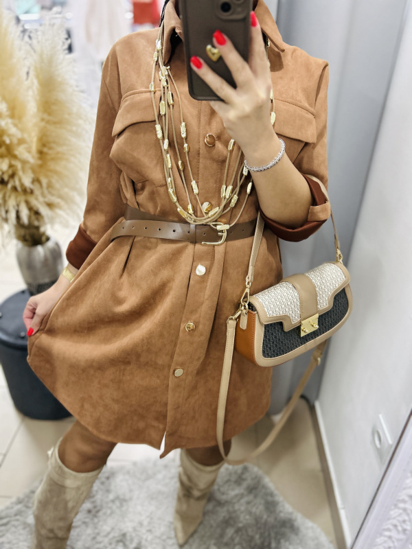 Košeľové semišové šaty- 2 farby 10