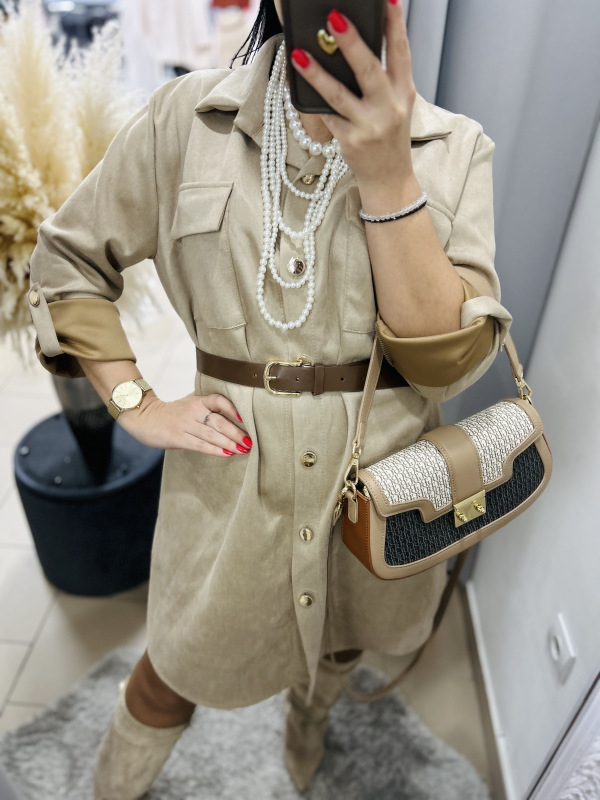 Košeľové semišové šaty- 2 farby 3