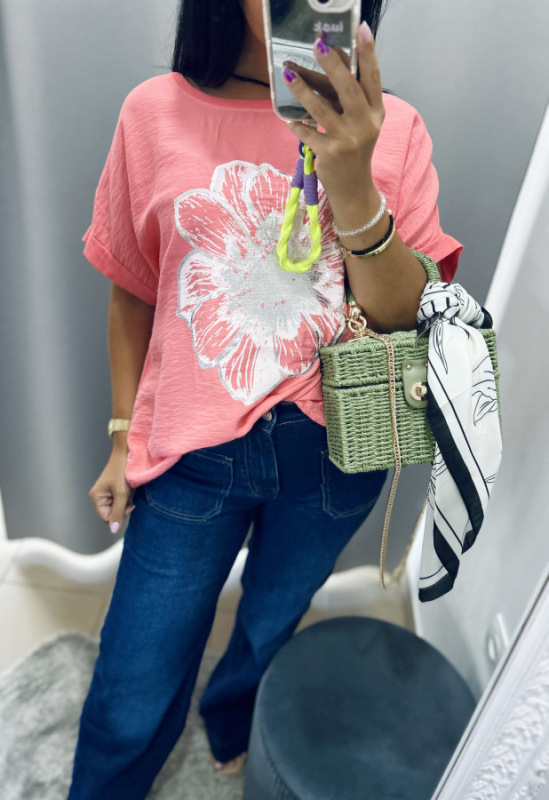 Oranžový top s kvetom 3