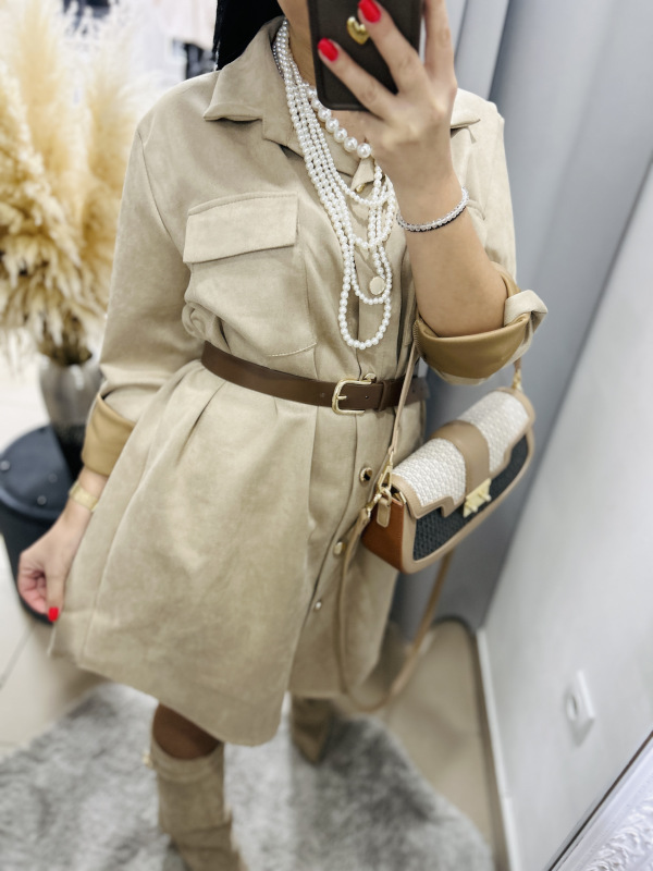 Košeľové semišové šaty- 2 farby 4