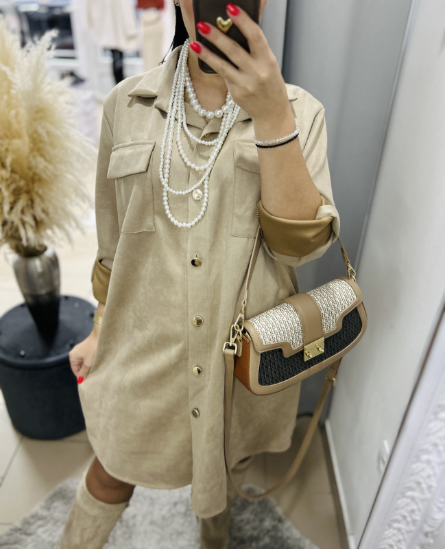 Košeľové semišové šaty- 2 farby 12