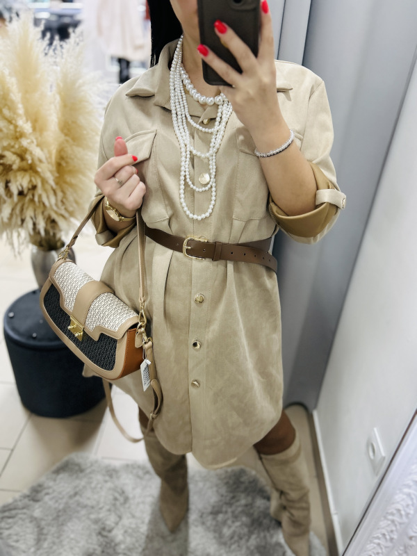 Košeľové semišové šaty- 2 farby 7