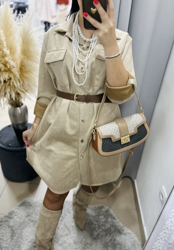 Košeľové semišové šaty- 2 farby 5